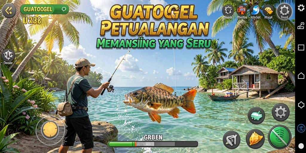 Tampilan gameplay memancing yang seru dan penuh warna di GUATOGEL.